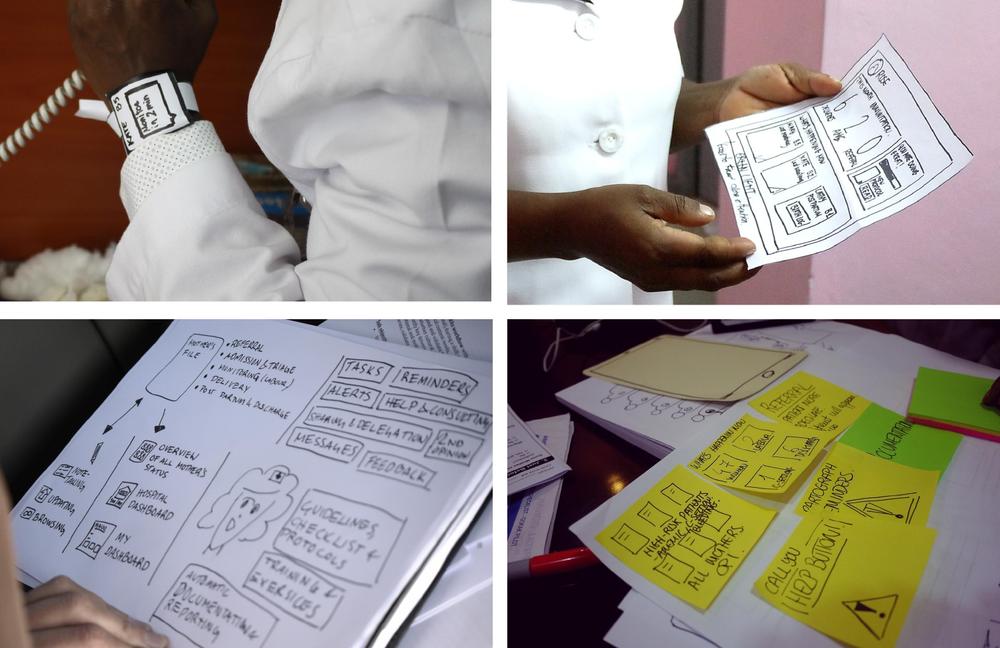 Experience mapping and prototyping service interactions for obstetric services in Kenya, Uganda, and India (images: M4ID)