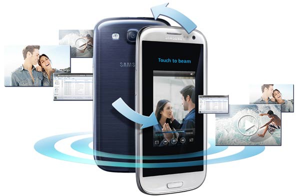 Samsung S Beam uses NFC to establish WiFi connections between smartphones (image: Samsung)