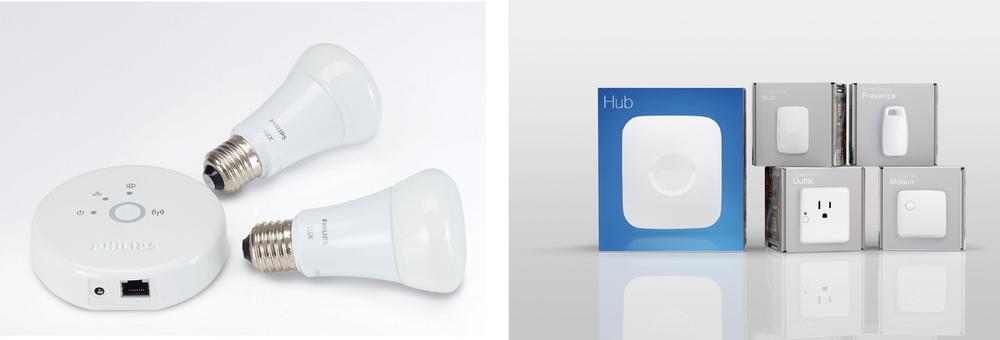 The SmartThings hub and Philips Hue bridge are both examples of gateways (images: Philips and SmartThings)