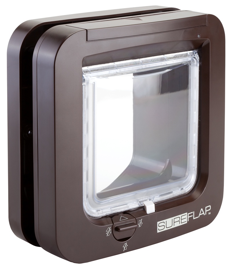The SureFlap pet flap reads the passive RFID tag in the pet’s microchip and allows entry only to authorized pets (image: SureFlap)