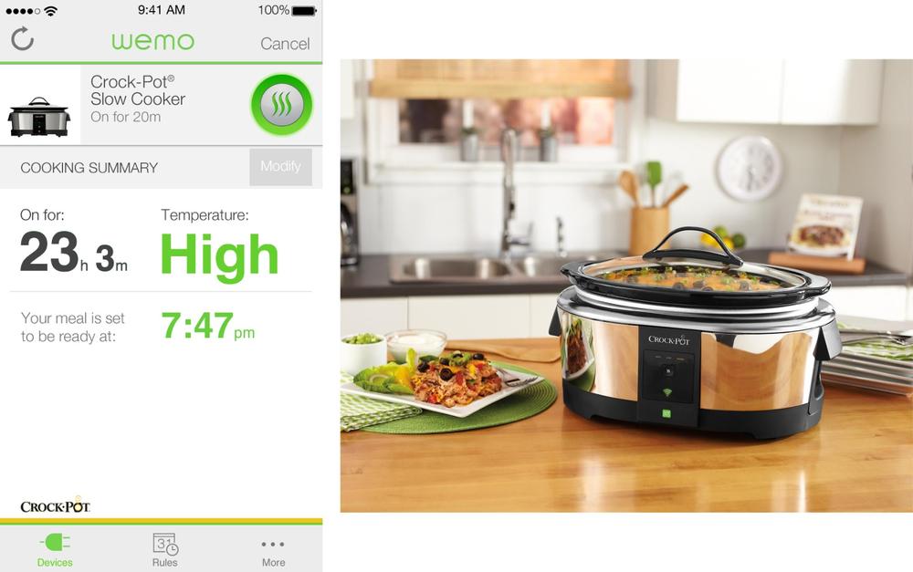Crock-Pot Slow Cooker with WeMo and smartphone app (images: Belkin)