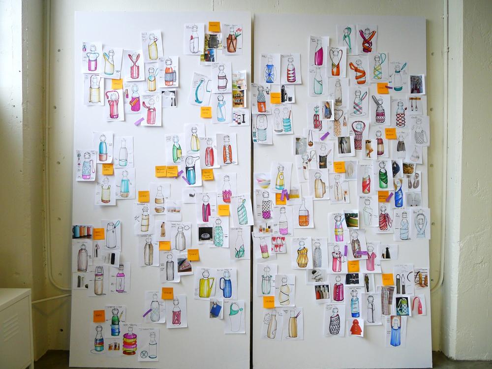 Quickly generated early sketches organized by relevant attributes like material type or the way features are integrated (image: Evolve Collaborative, Portland, Oregon)