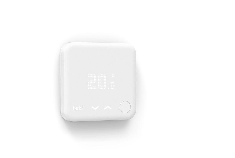 The first Tado thermostat had only one button and relied on a smartphone app for full control; the latest generation device includes a little more control on the device via two additional capacitive touch buttons (image: tado° GmbH)