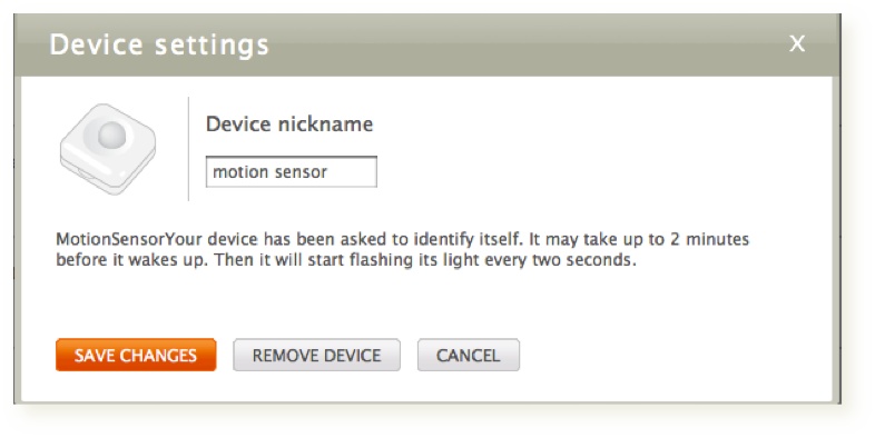 Identifying a sensor from the AlertMe web interface (image: AlertMe)