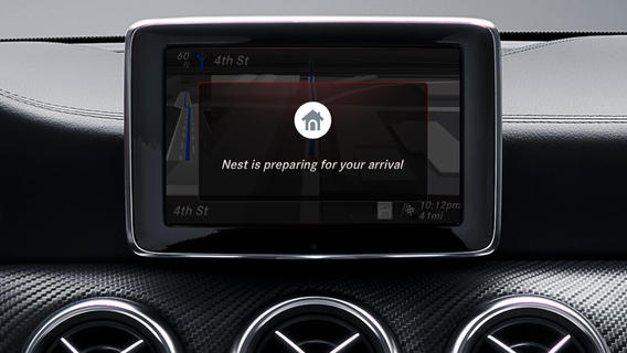 The Mercedes-Benz dashboard app showing Nest integration (image: Mercedes-Benz)