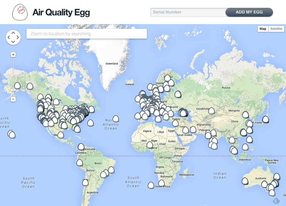 The Air Quality Egg map of sensors (image: Air Quality Egg)
