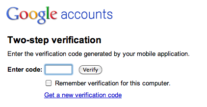 Google’s two factor authentication requires the user to use a password and a one-time code sent to their mobile via SMS (image: google.com)