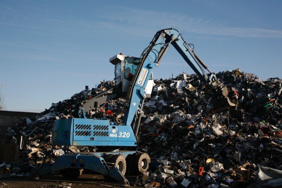 E-waste waiting for recycling at a specialist processing facility in Kent, UK (image: SWEEP Kuusakoski)