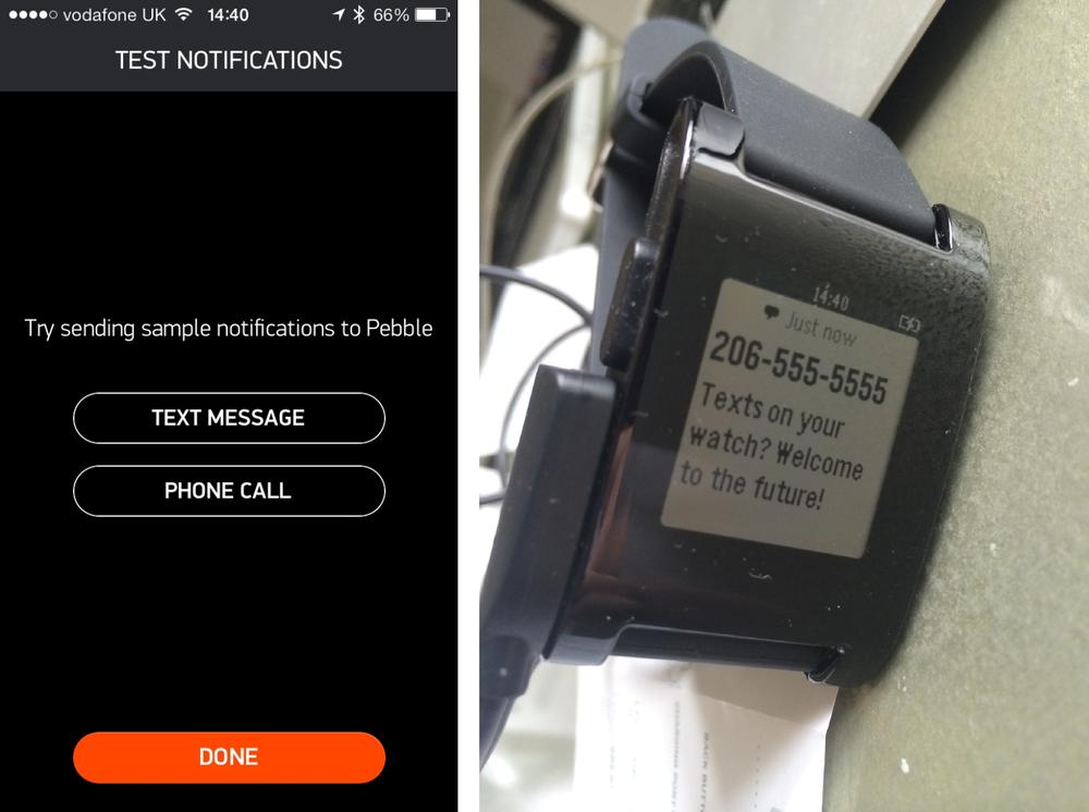 Pebble offers an option to test notifications