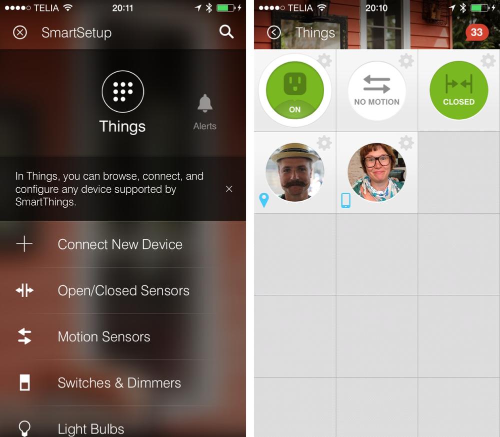 The Things list in SmartThings