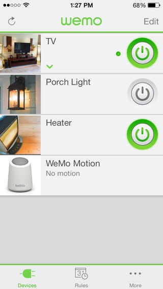 The Belkin WeMo app lets users add a name and a photo of the respective device to include in the overview (image: Belkin)