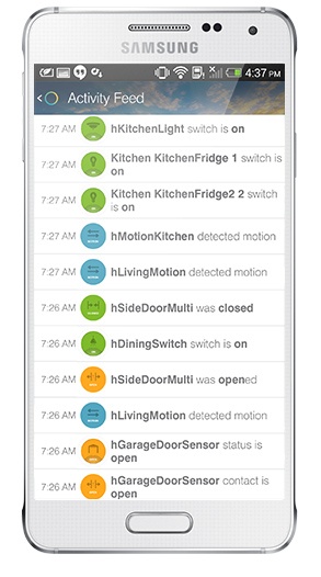 The SmartThings activity feed (image: SmartThings)