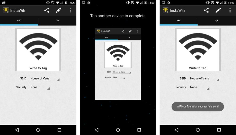 Android devices sharing WiFi details over NFC