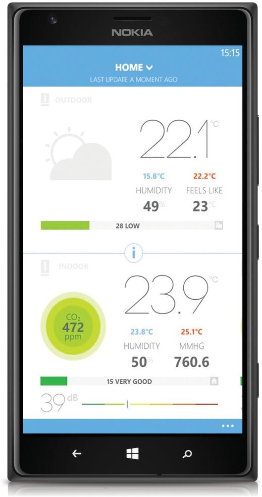 The Netatmo weather station can track temperature, humidity, air quality, and indoor and outdoor carbon dioxide level; the consumer can view data trends using an online dashboard, and share data with others around the world (photo: Masaki Okomura/Netatmo.com)
