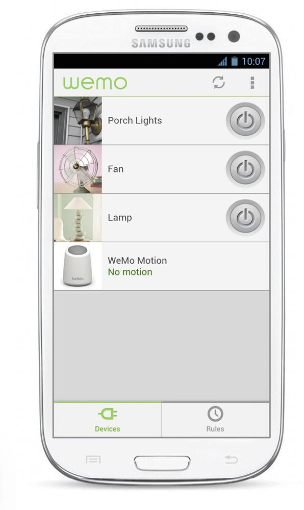 Device controls in the WeMo app (image: Belkin)