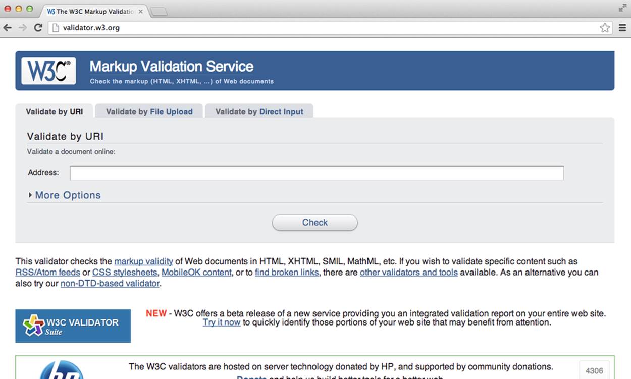 The W3C’s Markup Validation Service homepage