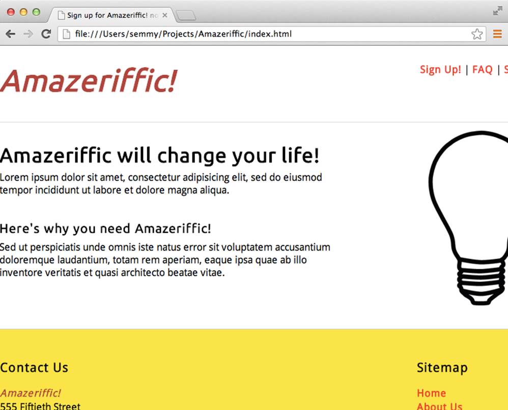 Amazeriffic in a 800 by 575 browser window.