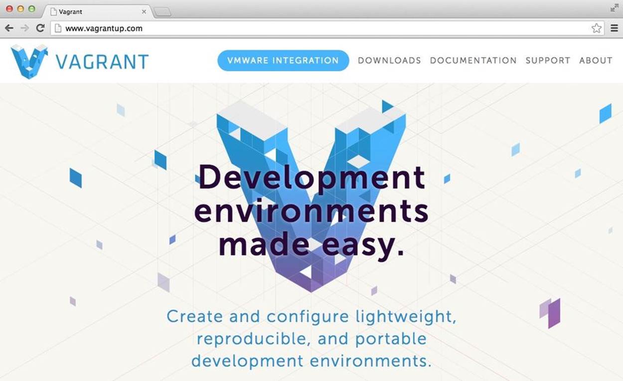 The homepage for Vagrant.