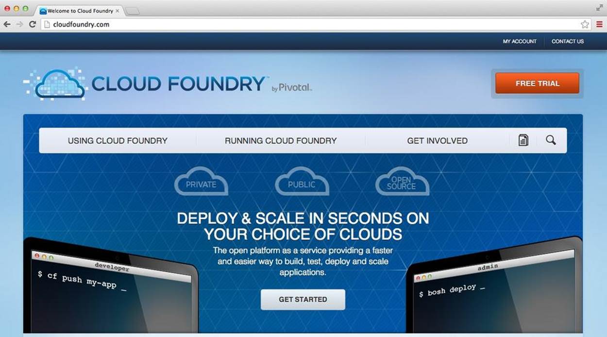 The Cloudfoundry homepage.