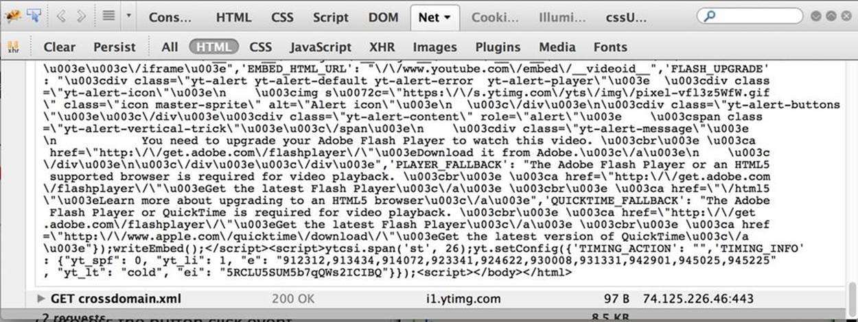 HTTP Response object from YouTube
