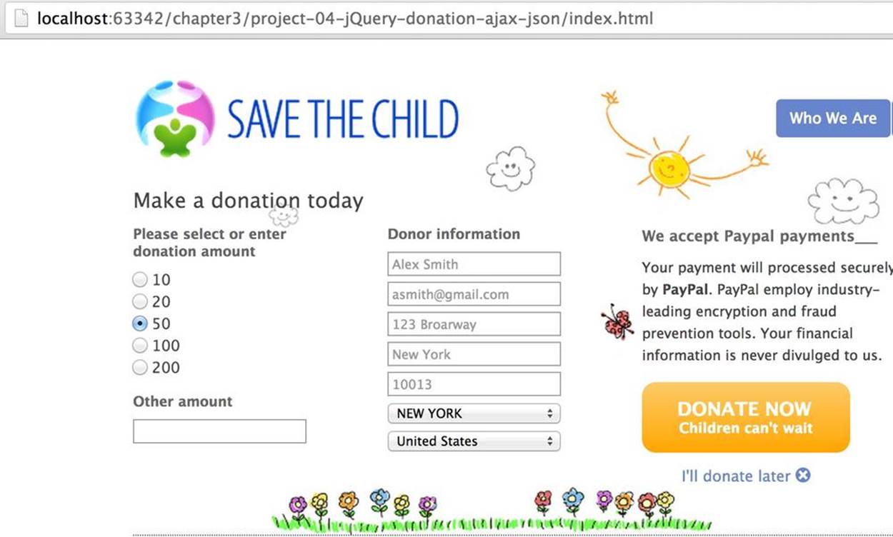 The Donation form