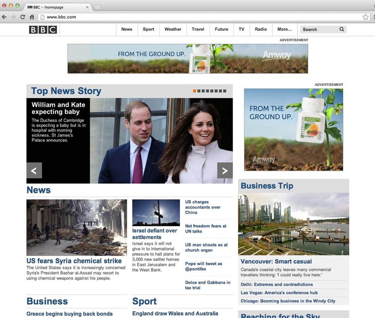 The desktop version of bbc.com