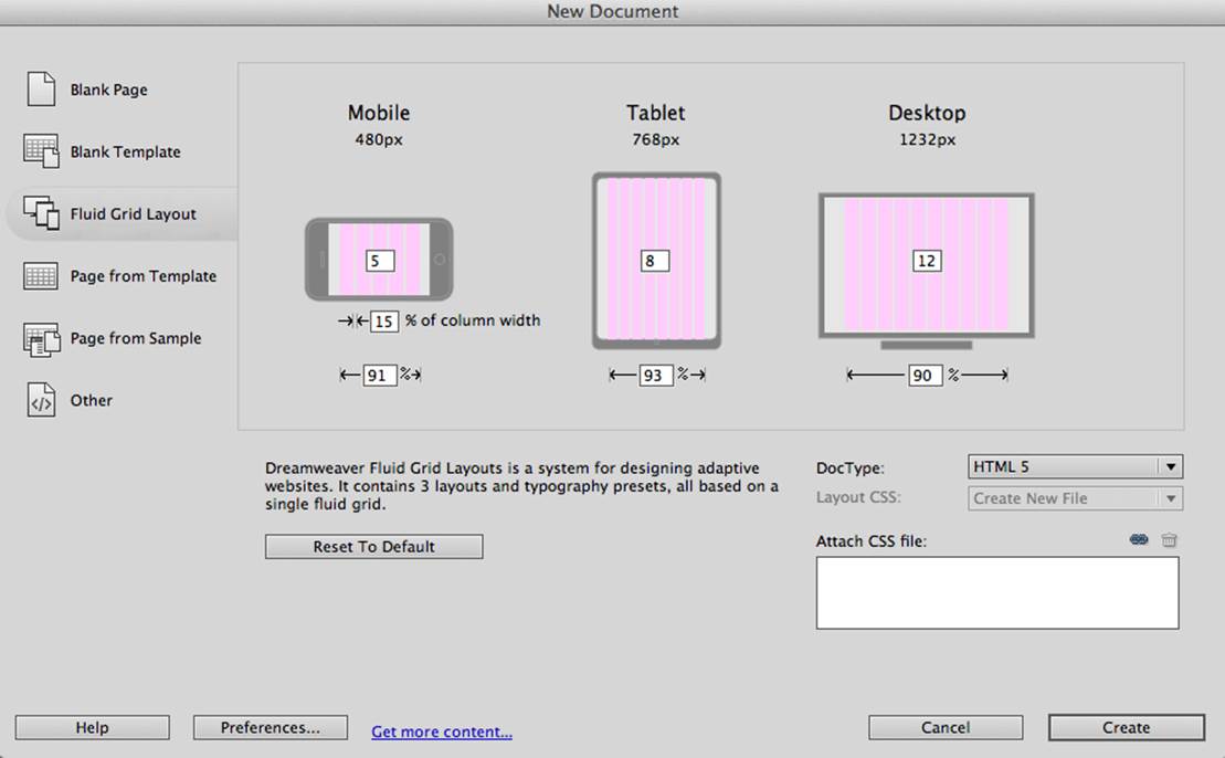 Creating a Fluid Grid layout in Dreamweaver