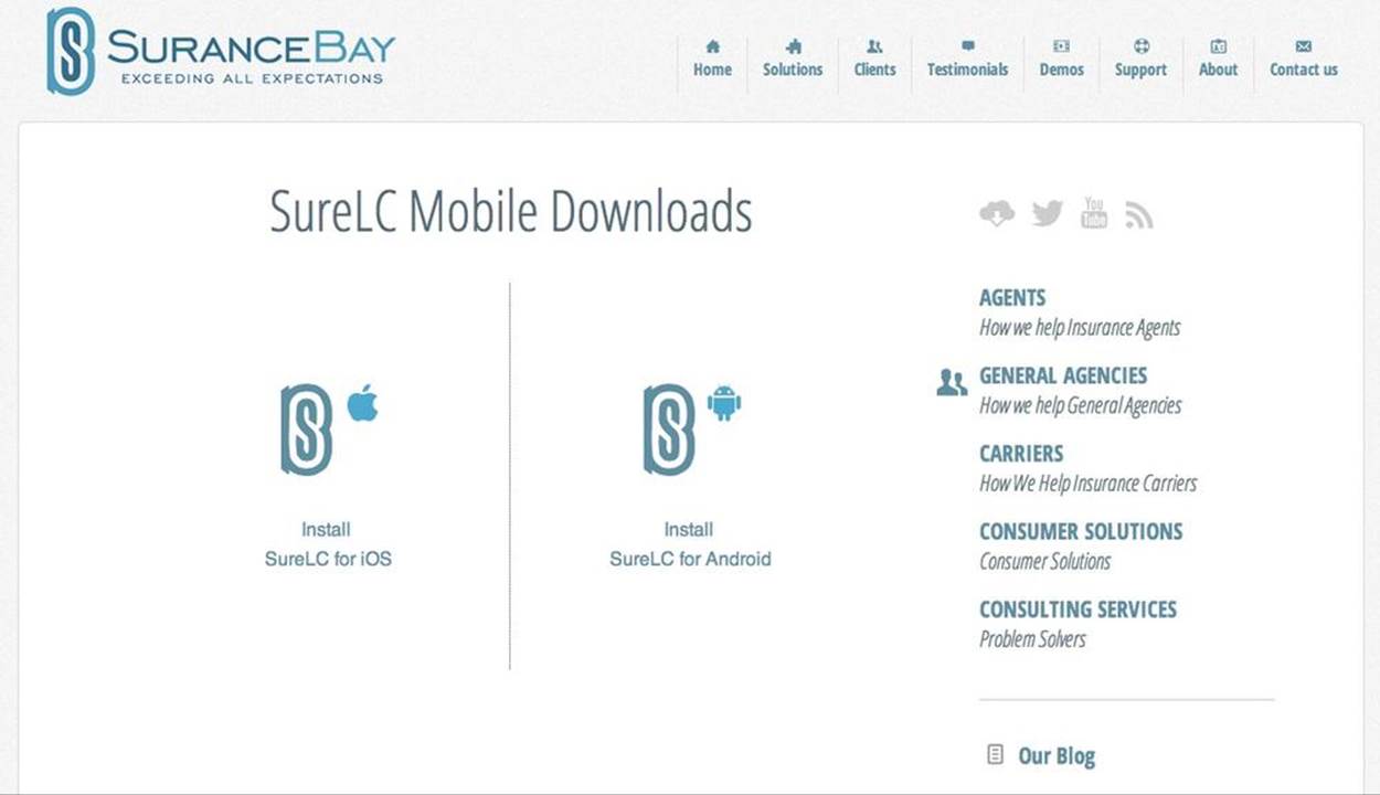 Distributing mobile applications at surancebay.com