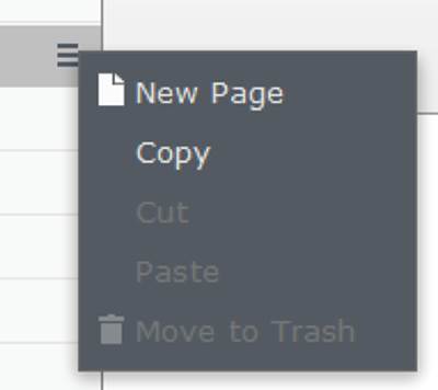 The context menu for the Start page.
