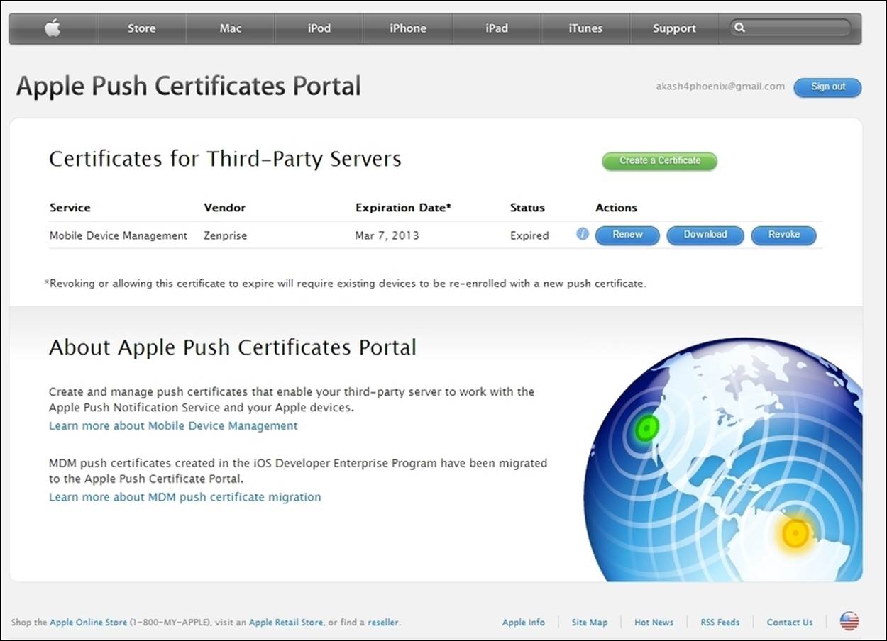 Apple Push Notification Service certificates