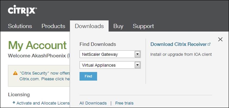 Downloading the NetScaler® Gateway software
