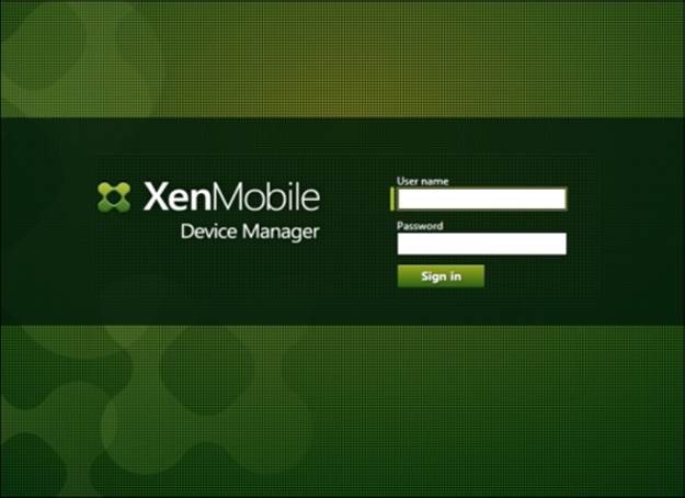 The XenMobile™ Device Manager admin console